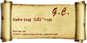 Gehring Círus névjegykártya